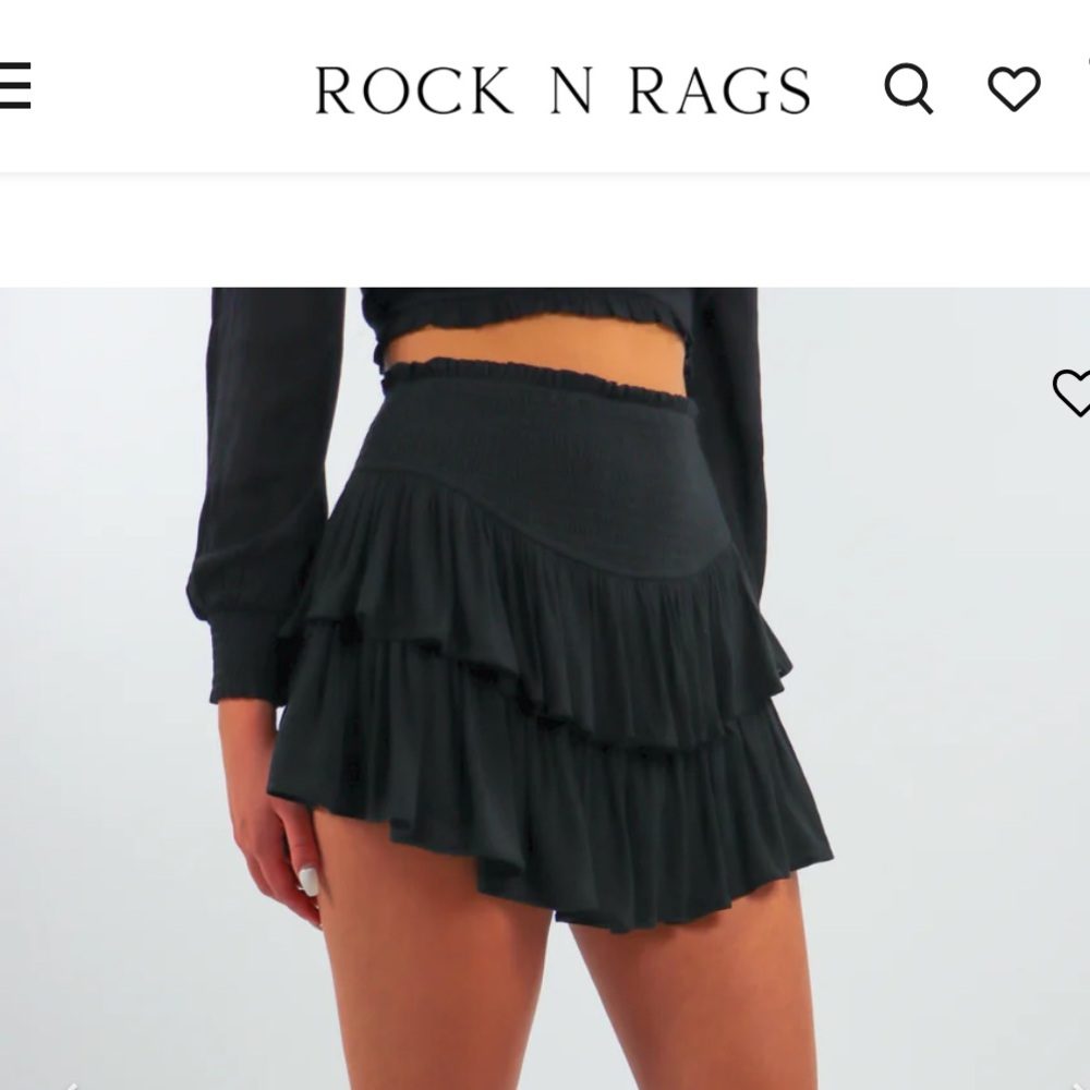 BLACK RUFFLED MINI SKIRT WITH BUILT IN SHORTS